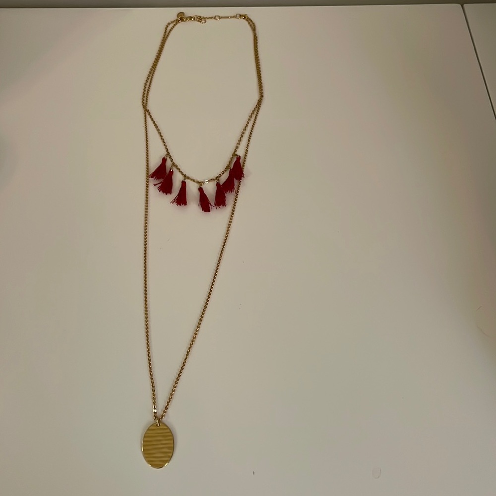 J. Crew tassel and pendant necklace set in gold